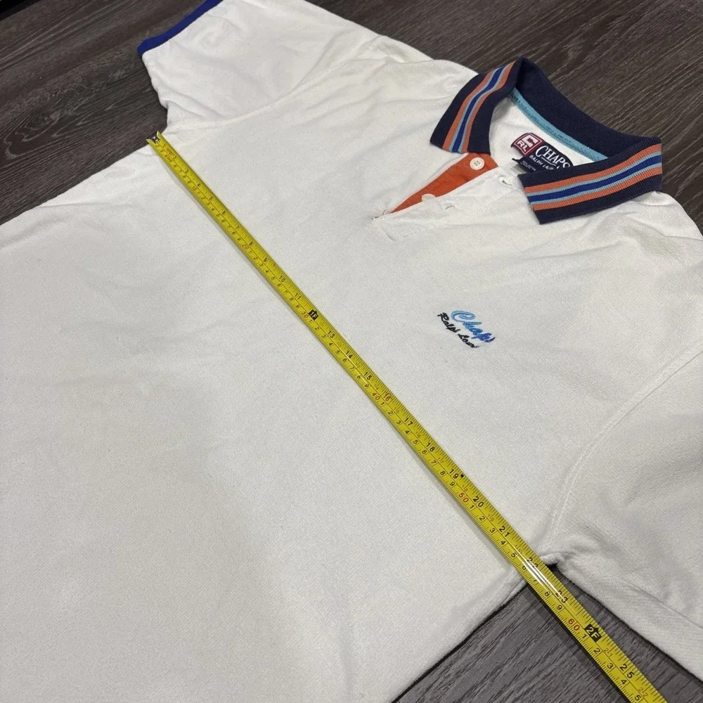 Vintage Chaps Ralph Lauren Polo Shirt Mens Large White Color Block Terry 90s